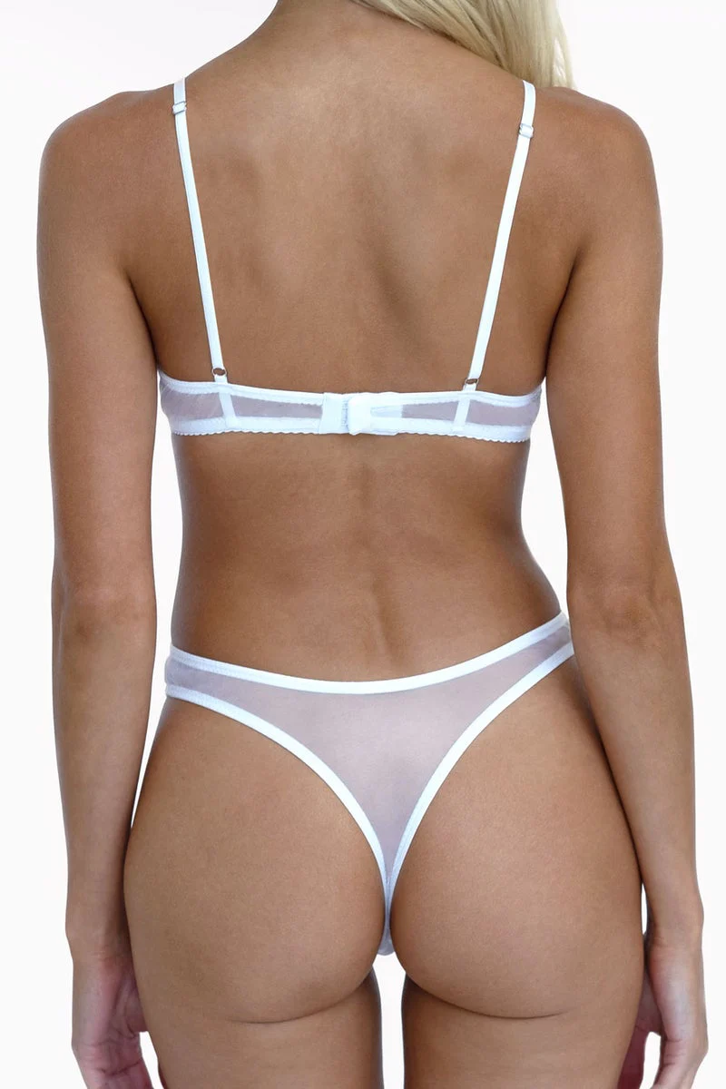 Białe prześwitujące stringi Luna White - Image 4