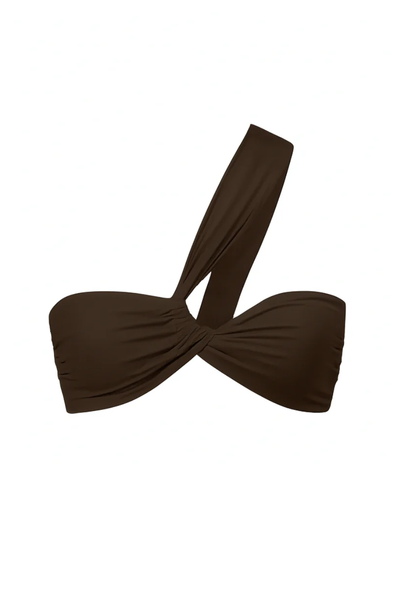 Brązowy asymetryczny top bikini Kirei - Image 2