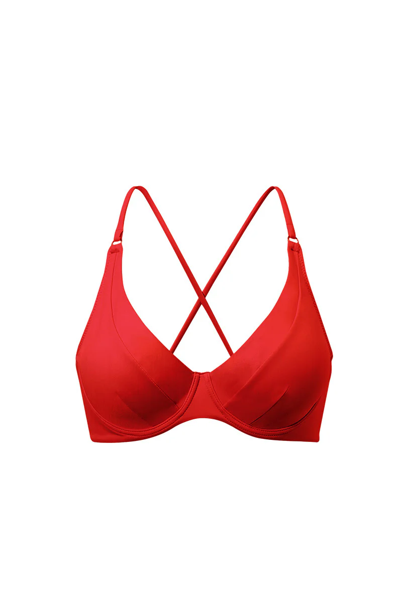 Czerwony wiązany stanik od bikini Malibu - Image 2