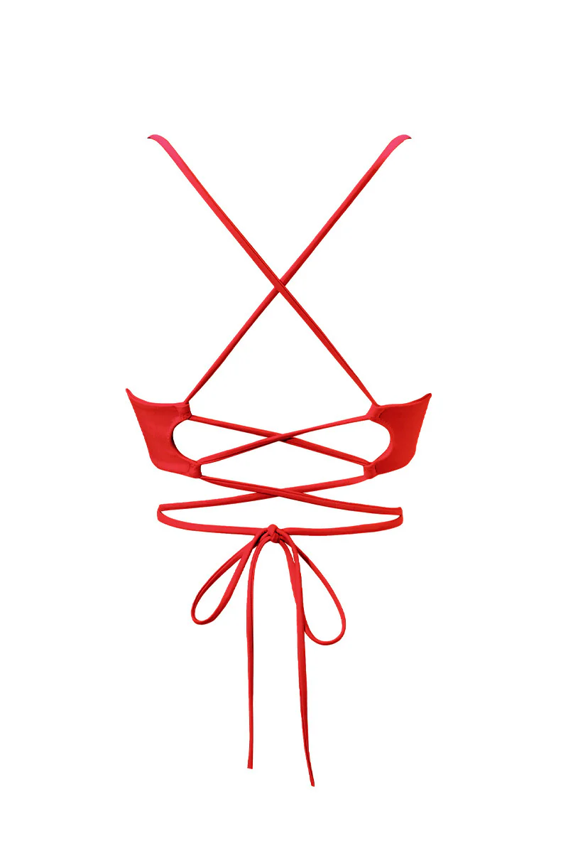 Czerwony wiązany stanik od bikini Malibu - Image 3